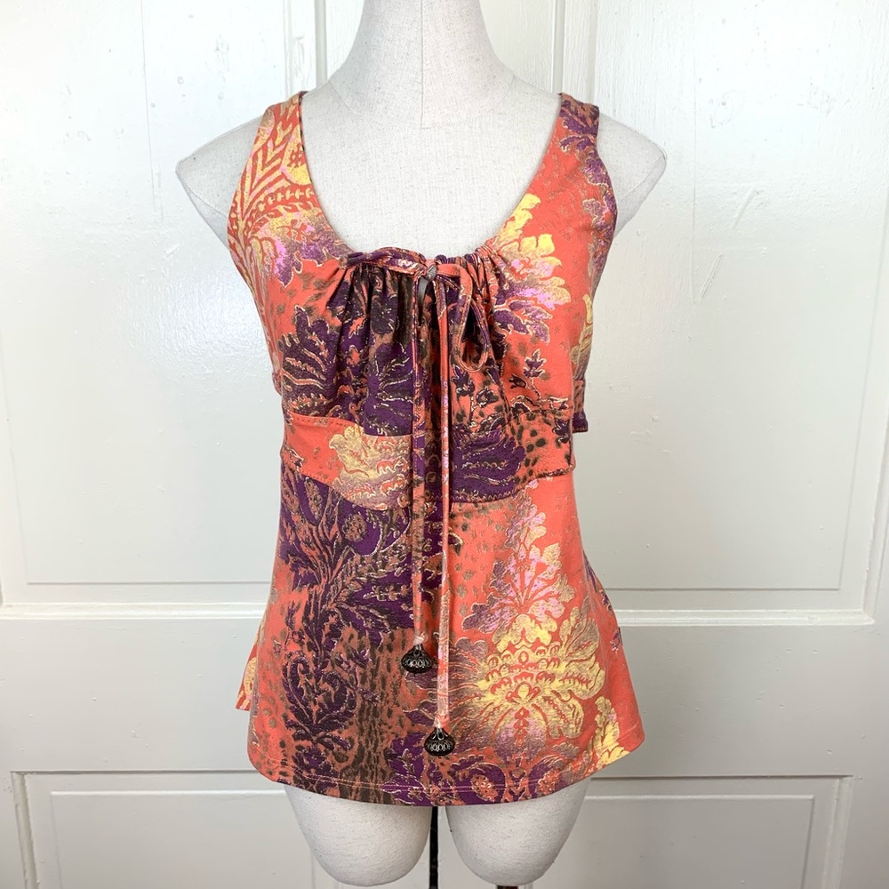 Just Cavalli Halter Paisley Serpant O-Ring Y2K Halter Top Size XL